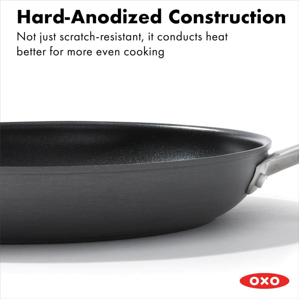 12 in. Hard-Anodized Aluminum 3-Layer German Engineered Nonstick Frying Pan with Glass Lid Stainless Steel Handle - Hercitys