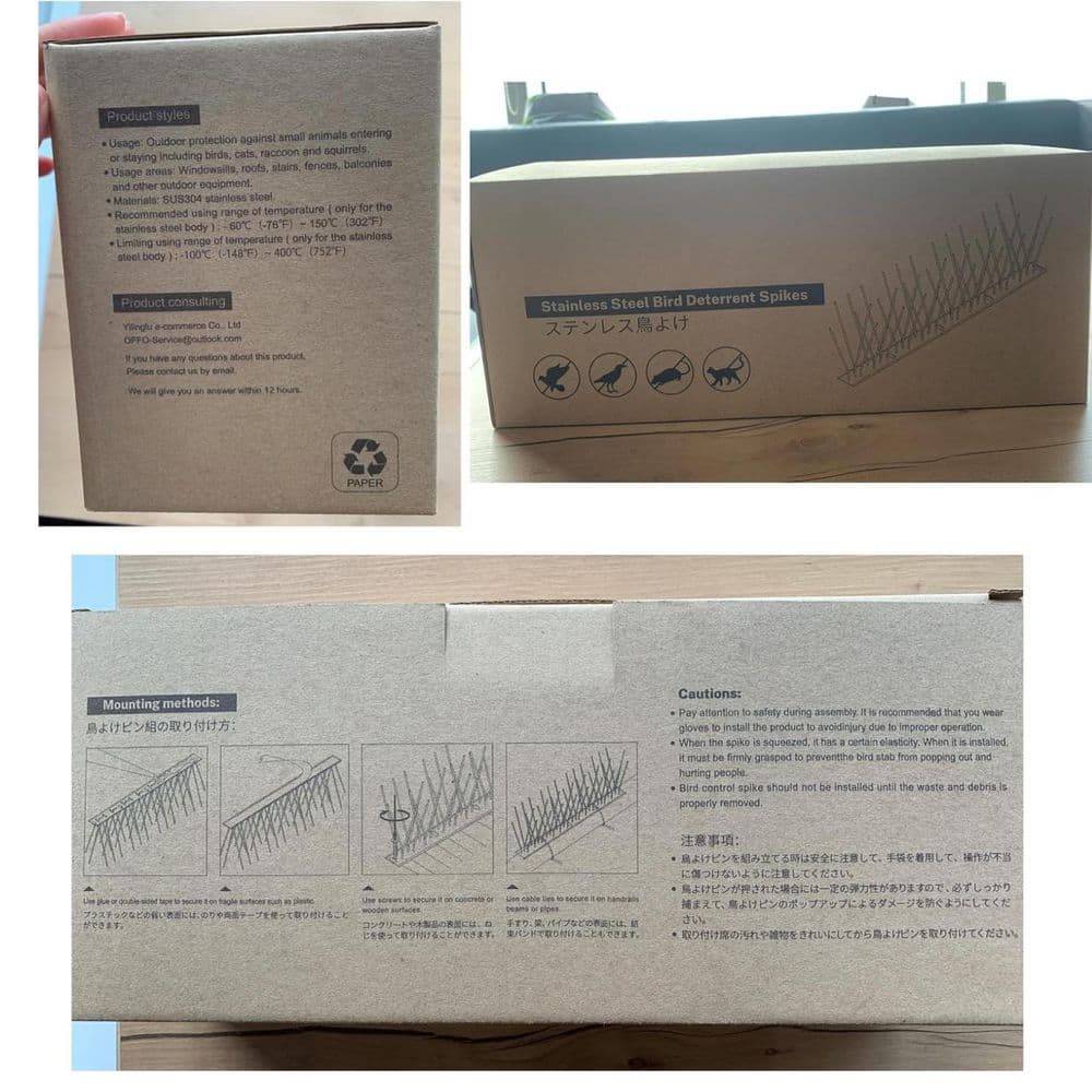 10 ft. Pre-Assembled Stainless Steel Bird Spikes for Pigeon Control - Hercitys