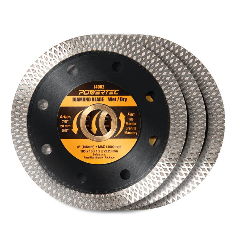 4 in. Turbo Mesh Rim, Super Thin Diamond Saw Blades for Handheld Tile Saw and Angle Grinder (3-Pack) - Hercitys