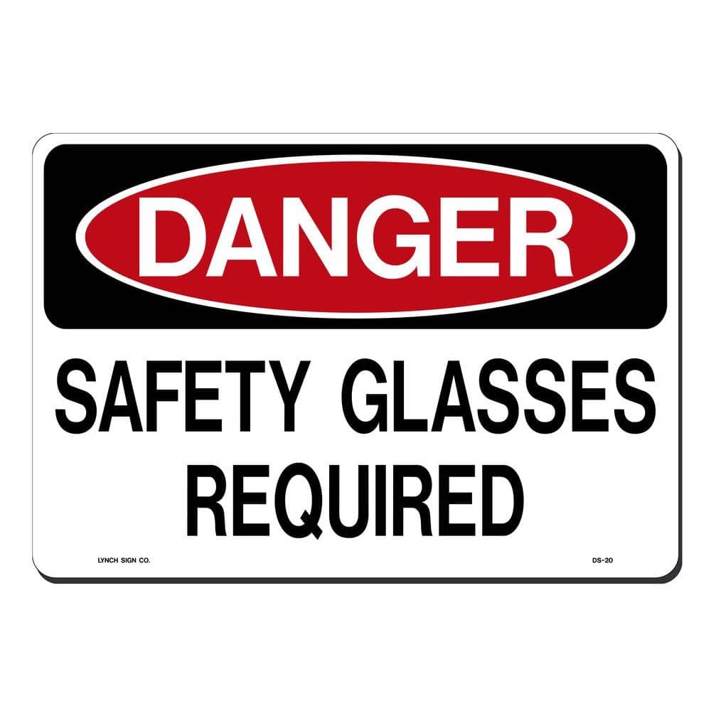 14 in. x 10 in. Safety Glasses Required Sign Printed on More Durable, Thicker, Longer Lasting Styrene Plastic - Hercitys