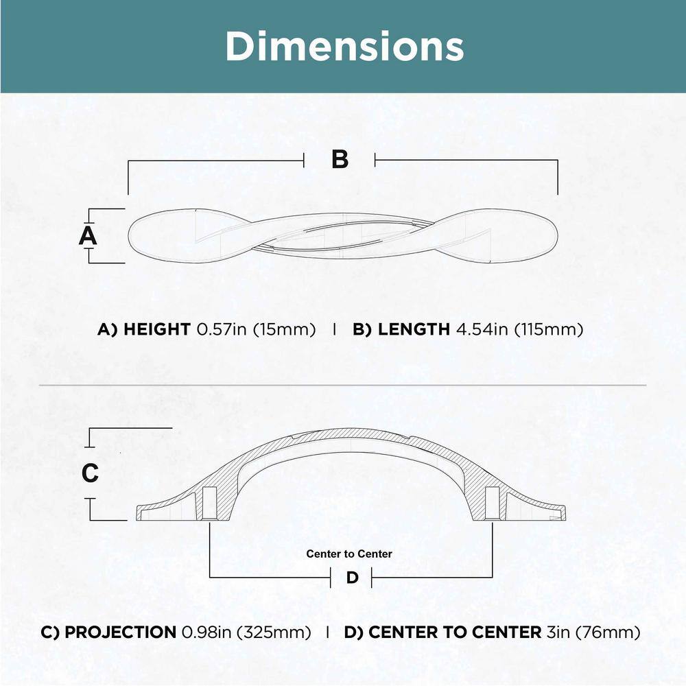 10-Pack Simple Twist 3 in. (76 mm) Classic Satin Nickel Cabinet Drawer Spoon Foot Pulls - Hercitys