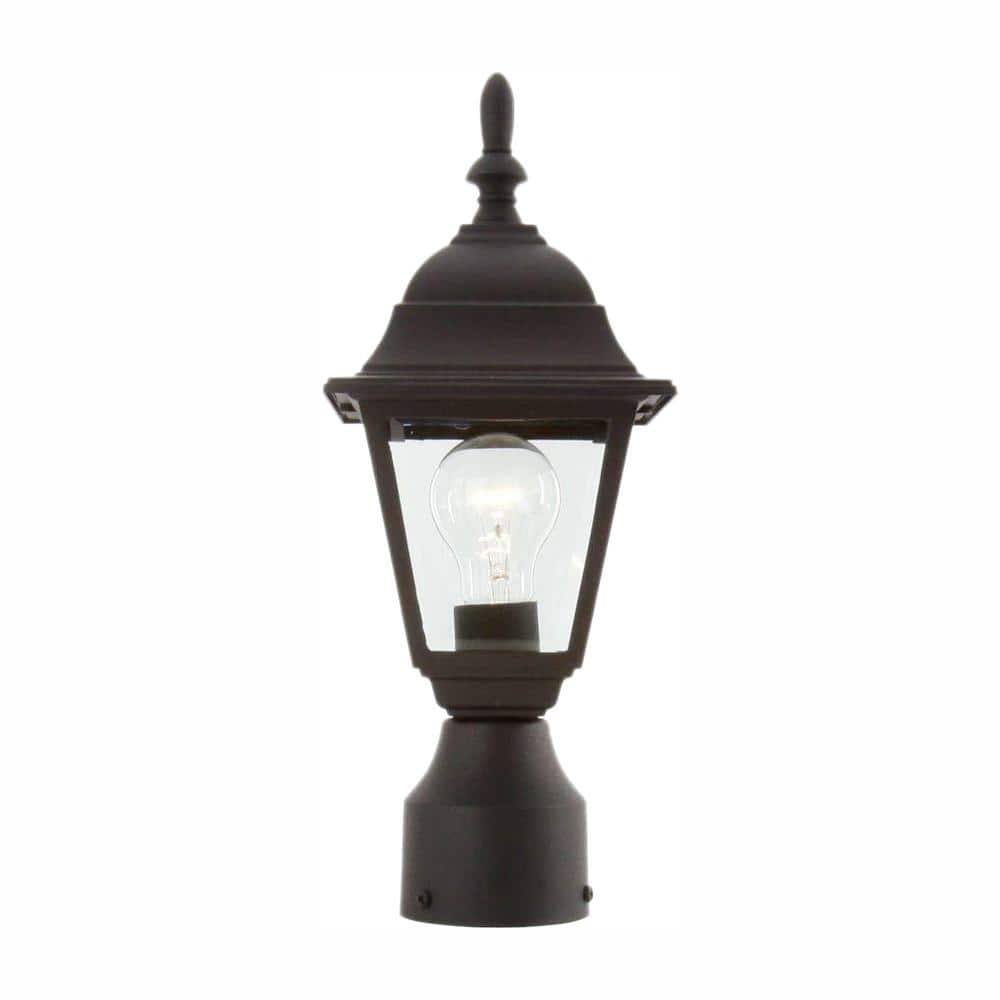 1-Light Black Steel Line Voltage Outdoor Weather Resistant Post Light with No Bulb Included - Hercitys