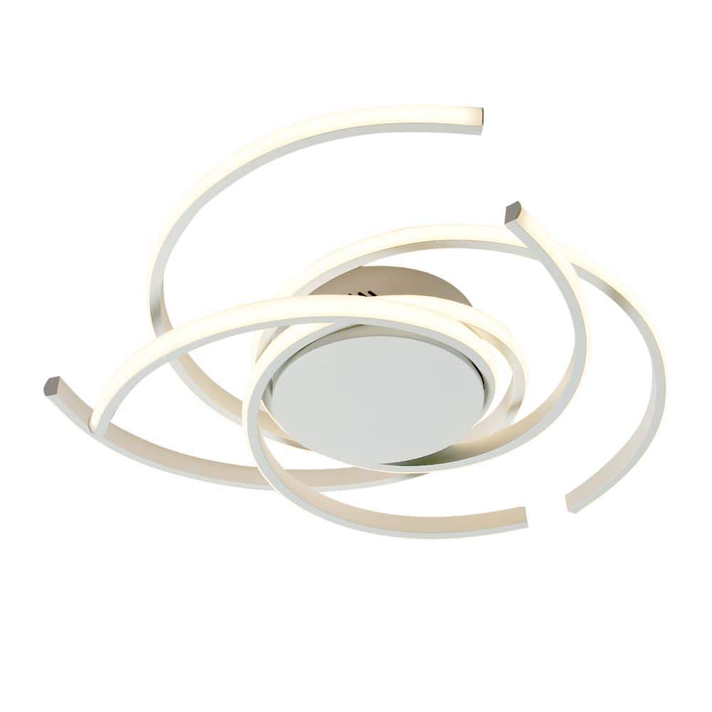 22 in. 6-Light White Dimmable Integrated LED Flush Mount Ceiling Light for Living Room Bedroom - Hercitys