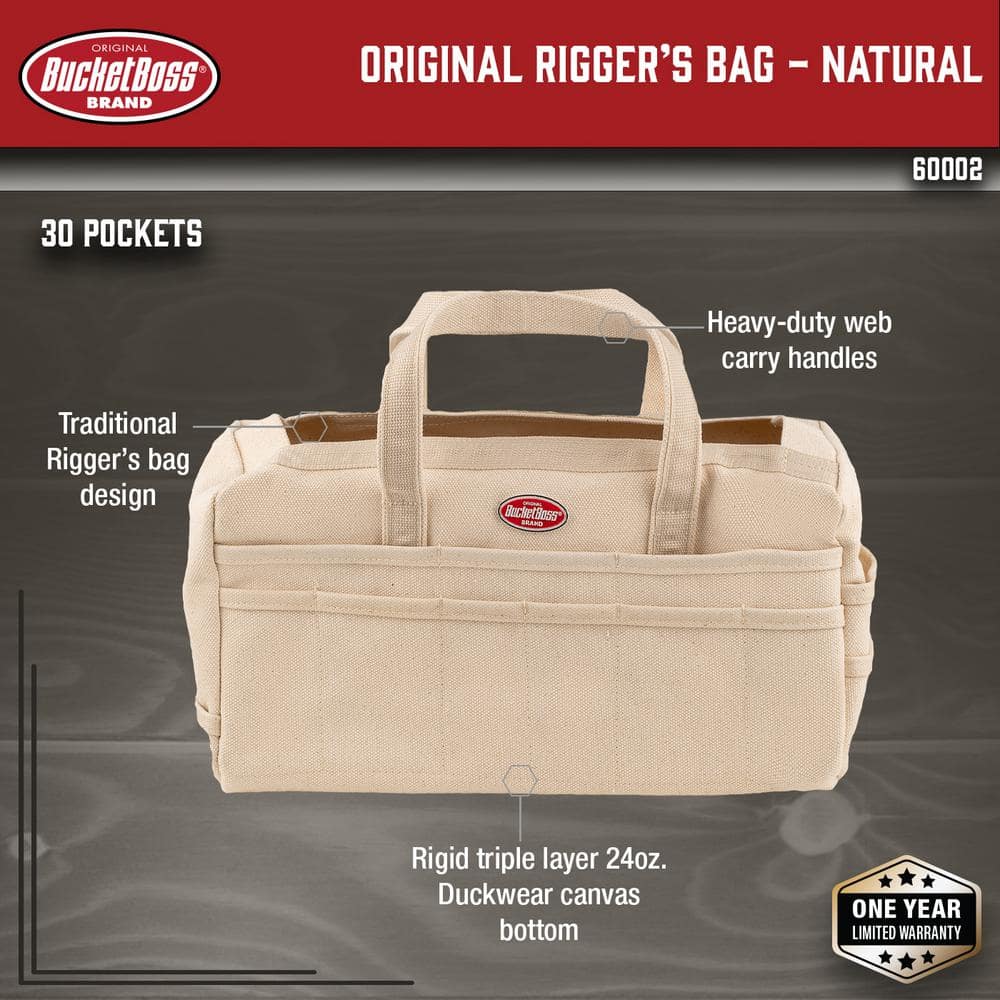 17 in. Original Rigger’s Canvas Tool Bag in Beige - Hercitys