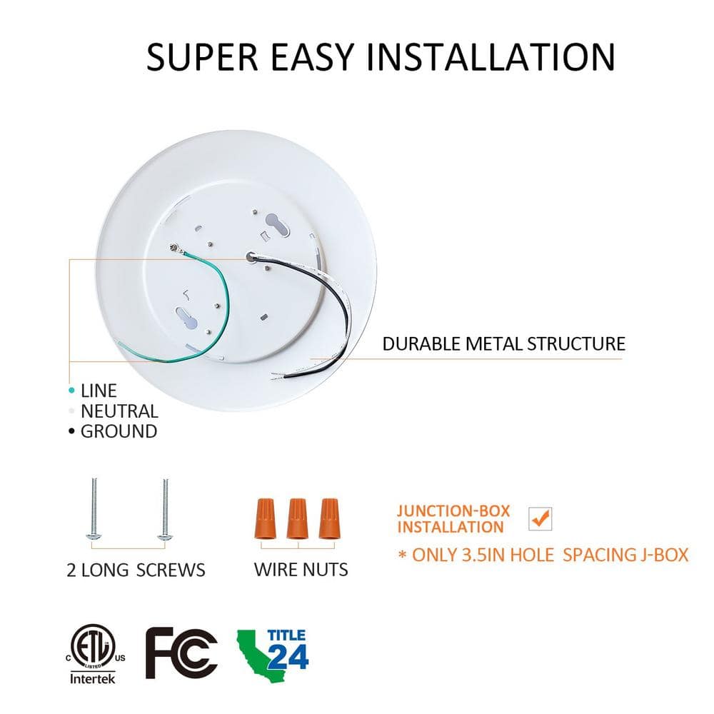 12-Pack 7.5 in. 90 CRI 3000K Warm White Dimmable Integrated LED Flush Mount Ceiling Light Disk Light - Hercitys