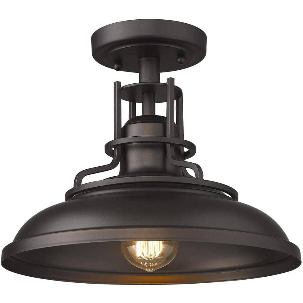 12 in.1-Light Oil Rubbed Bronze Finish With Metal Glass Semi-Flush Mount Light - Hercitys