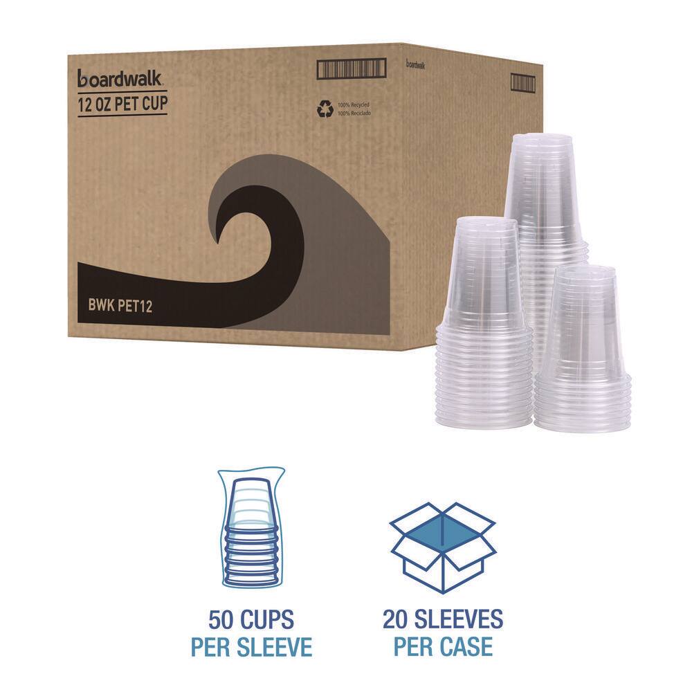 12 oz. Clear Disposable Plastic Cups, Cold Drinks, PET, 20-Cups/Sleeve, 50 Sleeves/Carton - Hercitys