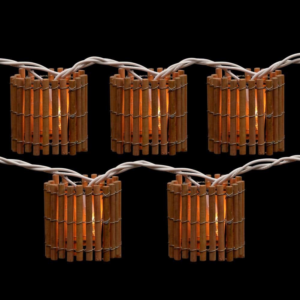 10-Light Clear Tiki Bamboo Summer Garden Patio Christmas Mini Incandescent Lights with White Wire - Hercitys