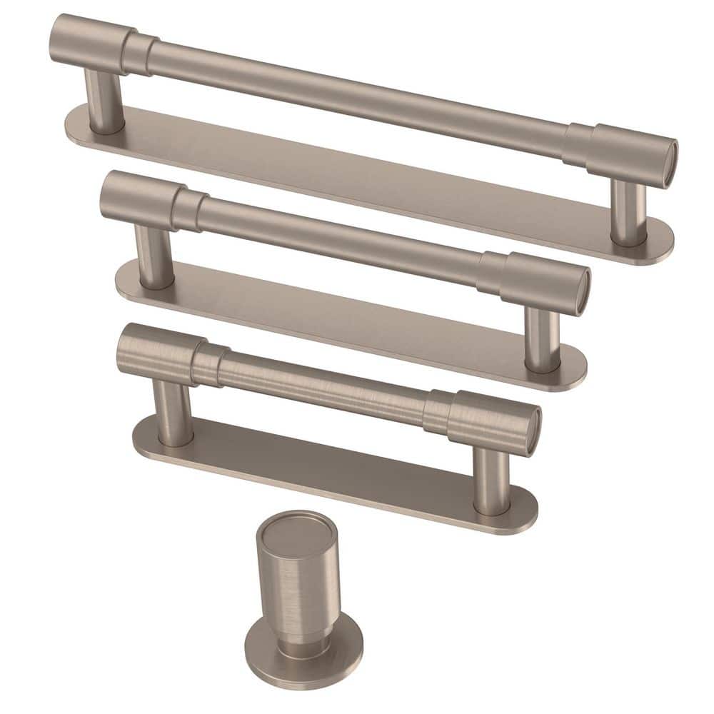 (10-Pack) Round Layered Backplate 3 in. (76 mm) Modern Satin Nickel Cabinet Handle Drawer Bar Pulls - Hercitys