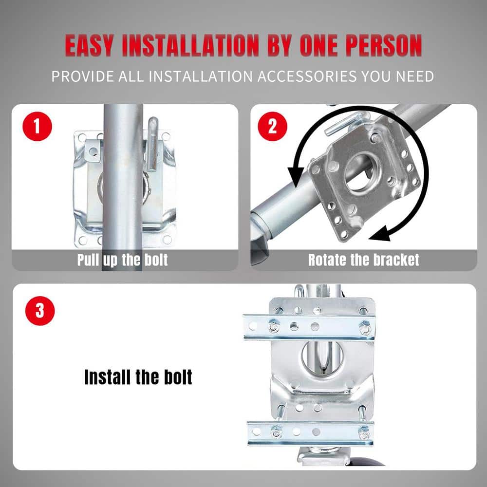 1,000 lbs. Side-Wind Bolt-On Trailer Jack with Wheel - Hercitys