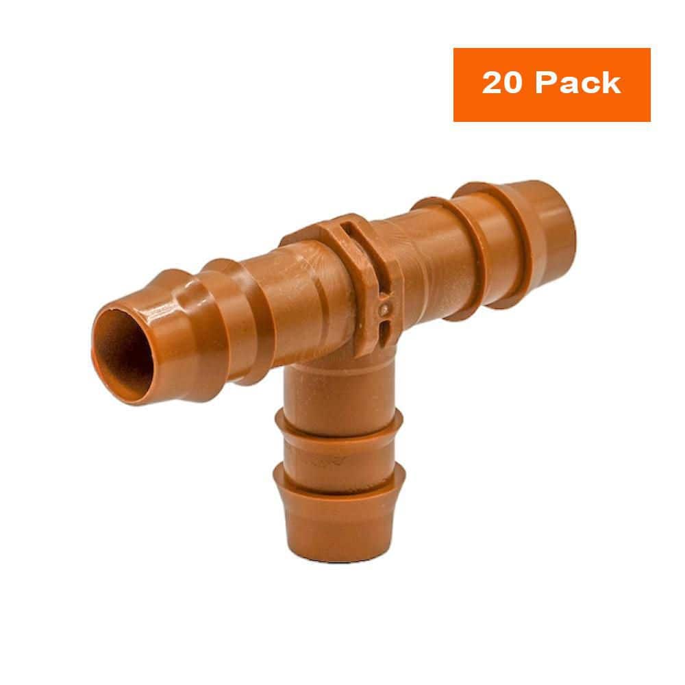 1/2 in. Barbed Tee, 600 in. ID, 17 mm, BRN (20-Pack) - Hercitys