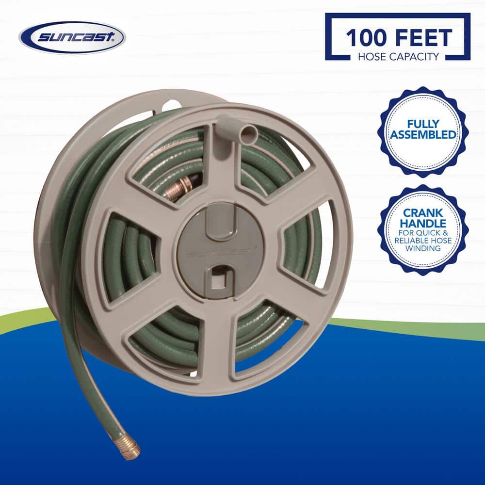 100 ft. Sidewinder Wall Mount Hose Reel, Light Taupe - Hercitys