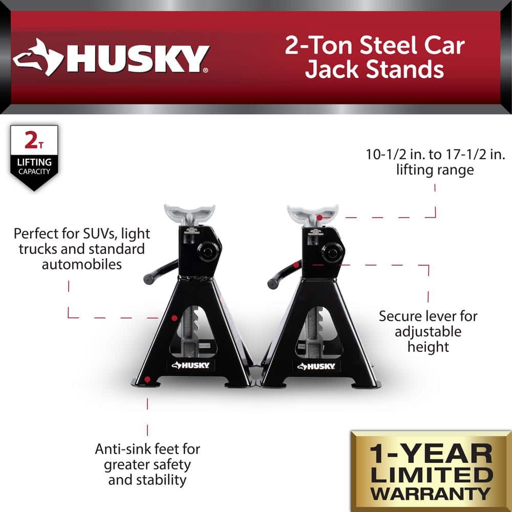 2-Ton Steel Car Jack Stands - Hercitys