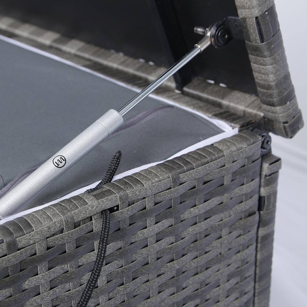 113 Gal. Gray Wicker Patio Deck Box with Lid - Hercitys