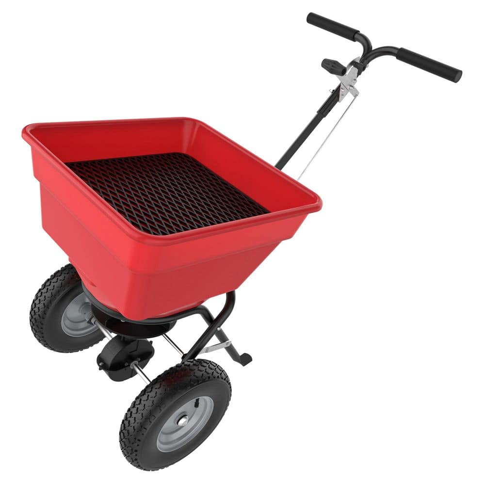 100 lb. Heavy Duty Broadcast Spreader for Lawn, Grass Seed, Fertilizer, Salt & Ice Melt-Wide Coverage - Hercitys