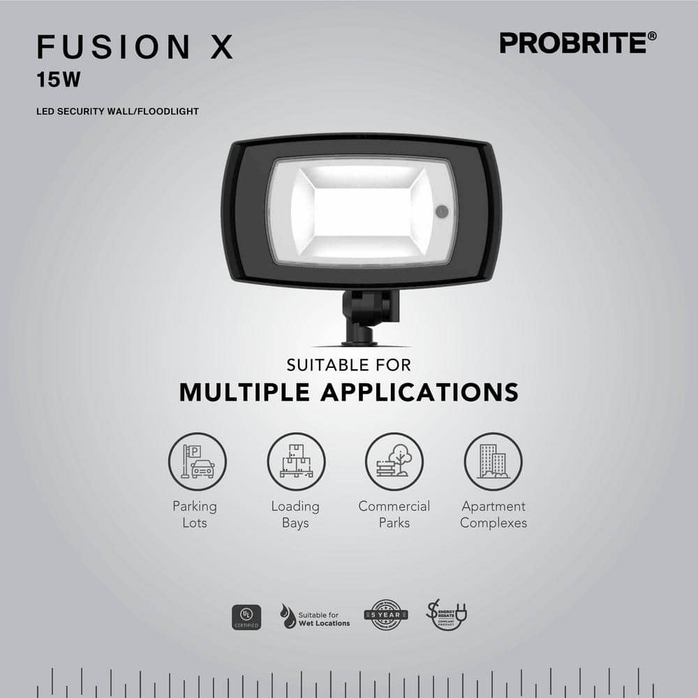 50W Equivalent Integrated LED Wall/Flood Light, 1500 Lumens, 5 CCT Selectable - Hercitys