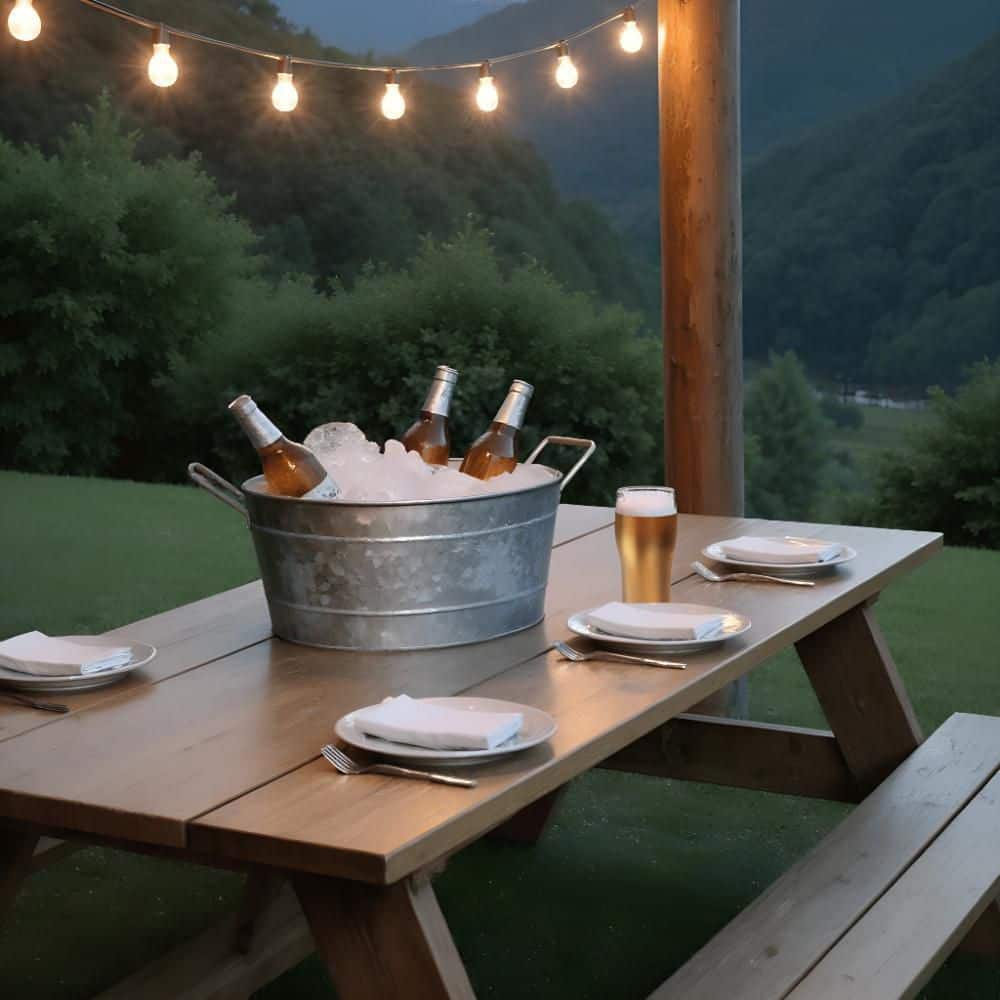 1.1 Gal. Small Silver Steel Embossed Design Oval Shape Galvanized Steel Tub with Side Handles - Hercitys