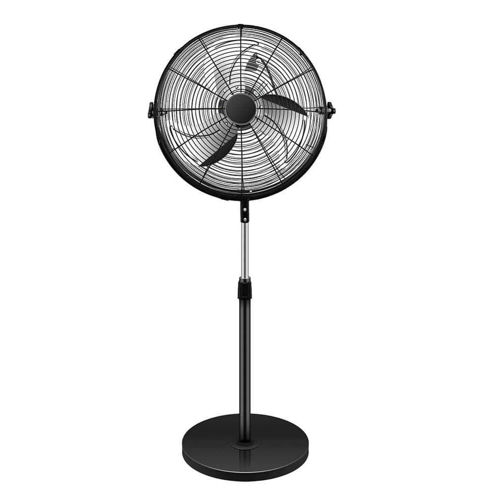 18 Inch Pedestal Standing Fan, High Velocity, Heavy Duty Metal For Industrial, Commercial, Residential, Black - Hercitys