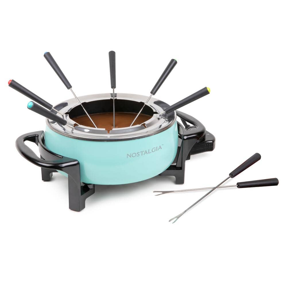 1.5L Aqua Metal Fondue Pot with Fondue Forks - Hercitys