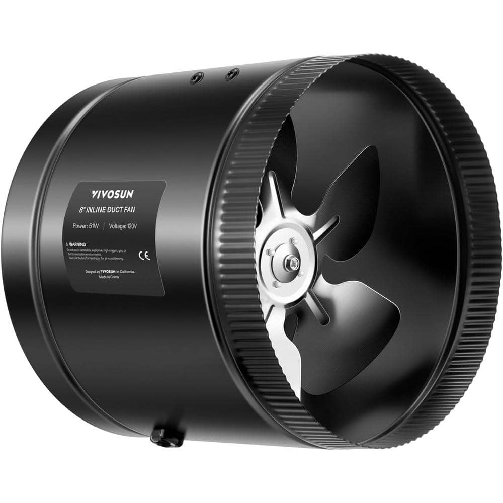 420 CFM 8 in. Inline Booster Duct Fan with Low Noise in Black - Hercitys