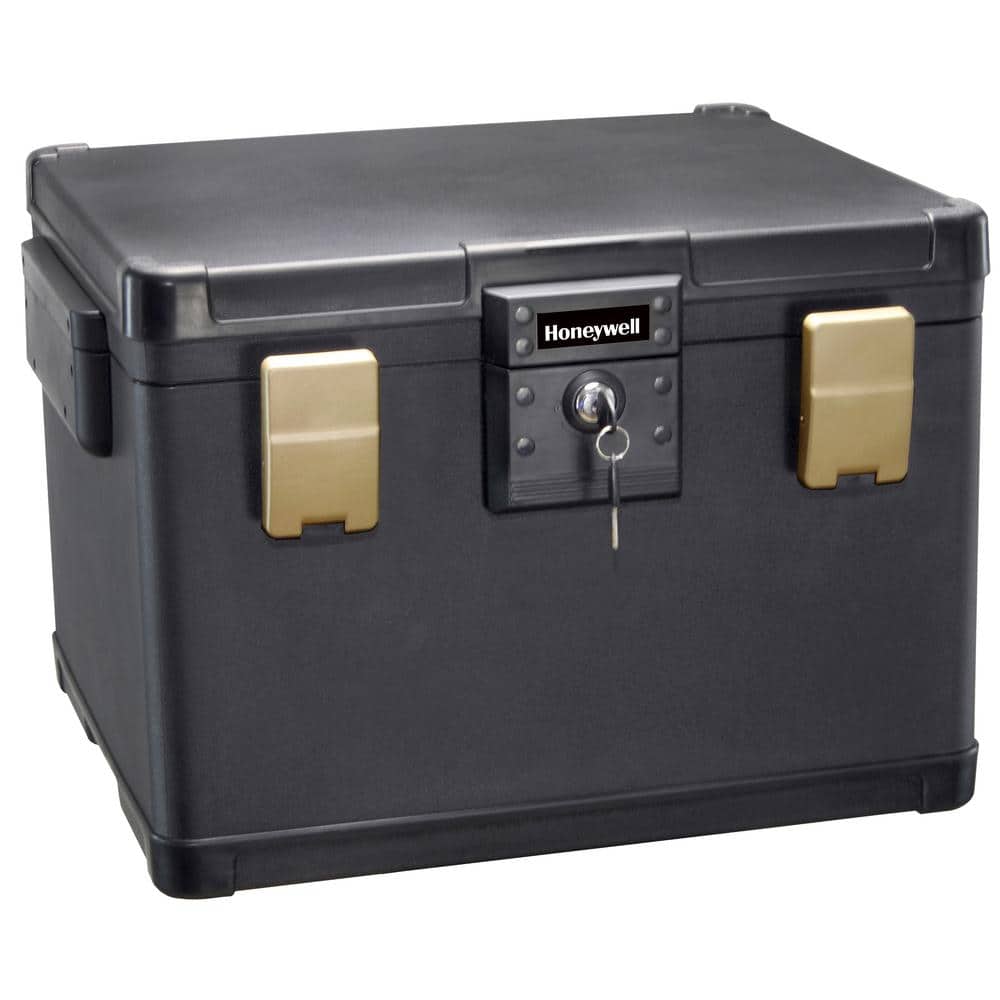 1.06 cu. ft. Molded Fire Resistant and Waterproof Legal Document Storage Chest with Key and Double Latch Lock - Hercitys