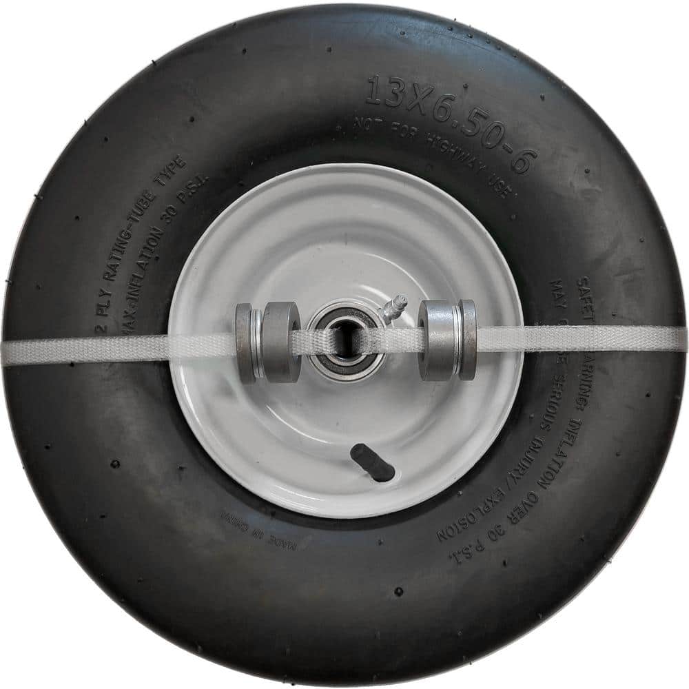 13 x 6.50-6 2PR Universal Smooth Pneumatic Tube Tire Assembly (3/4 in. and 5/8 in.) - Hercitys