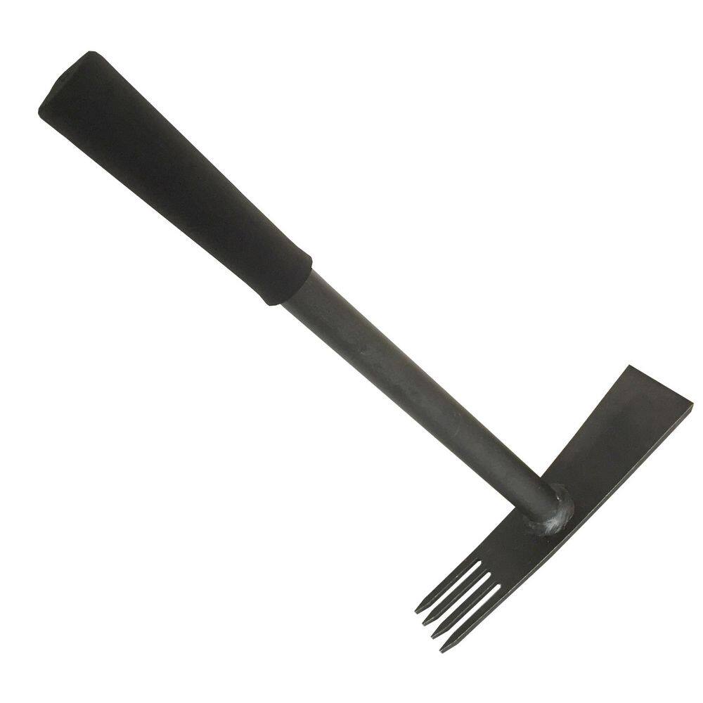 5.9 in. L Handle 13.6 in. L 4 Tine Hand Cultivator with Straight Edge Hoe - Hercitys