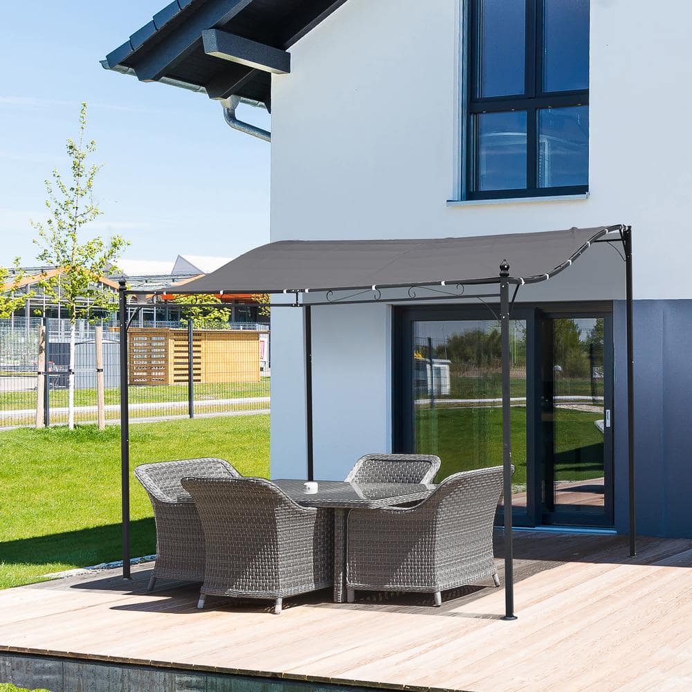 10 ft. x 10 ft. Outdoor Grey Steel Pergola Gazebo Patio Canopy with Durable and Spacious Weather-Resistant Design - Hercitys