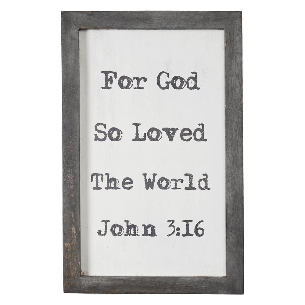 14 in. H Dove Grey White Wooden Easter Wall Decor John 3:16 Shadow Box Frame - Hercitys