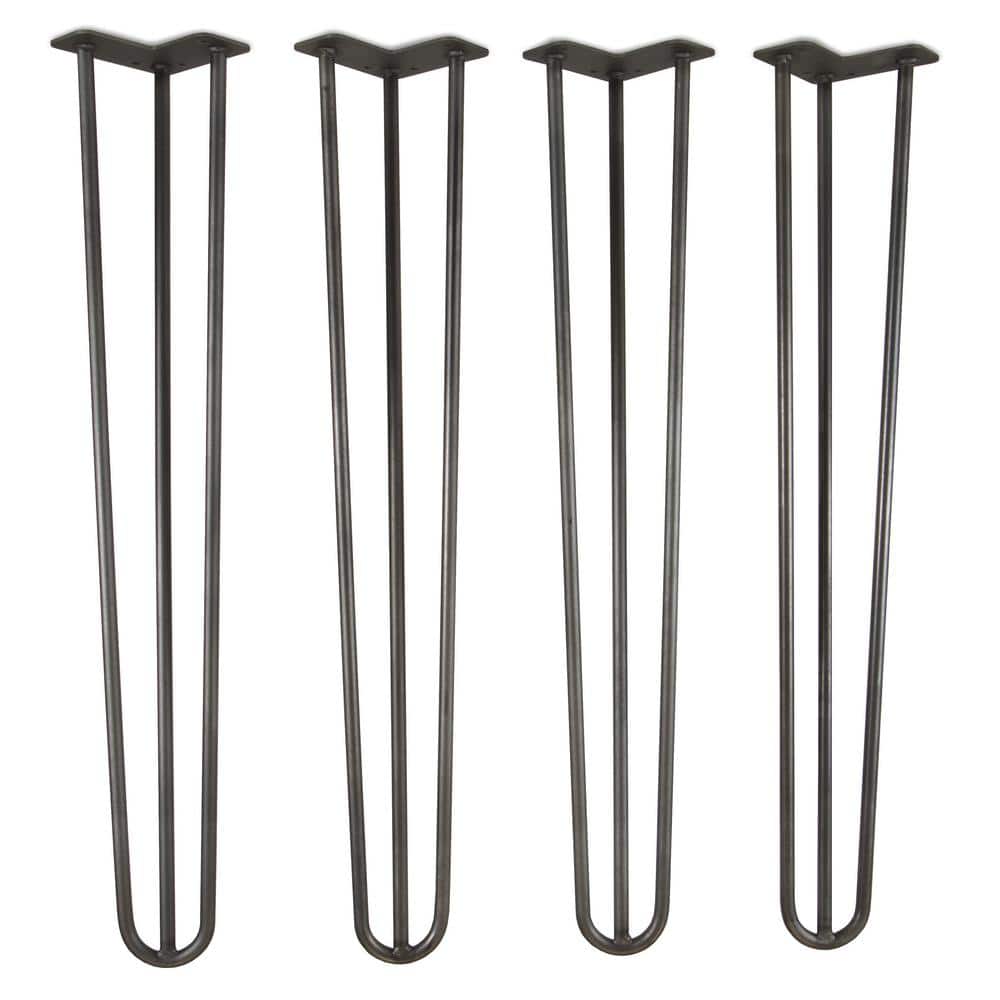 1/2 in. Dia 28 in. Mid-Century Modern Satin Black Hairpin Table Legs, (4-Pack) - Hercitys