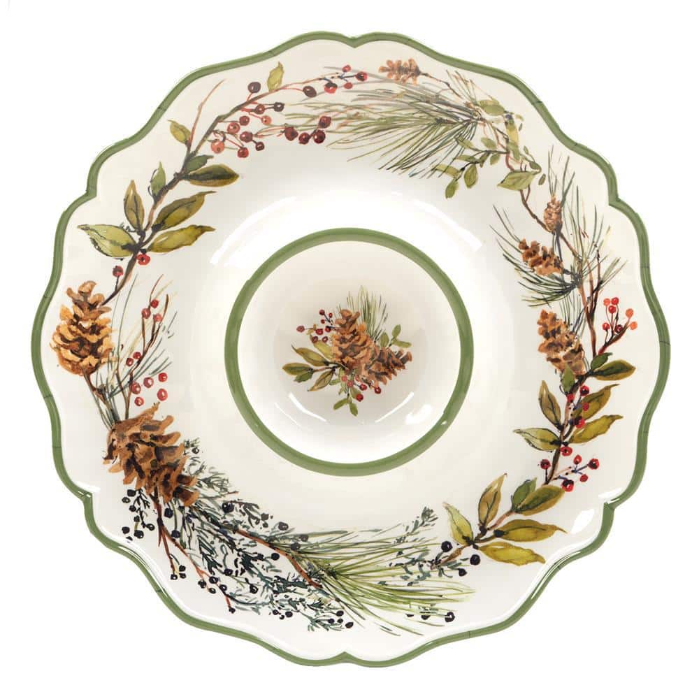 14.5 in. Multi-Colored Winters Forest Melamine Platter (Set of 2) - Hercitys