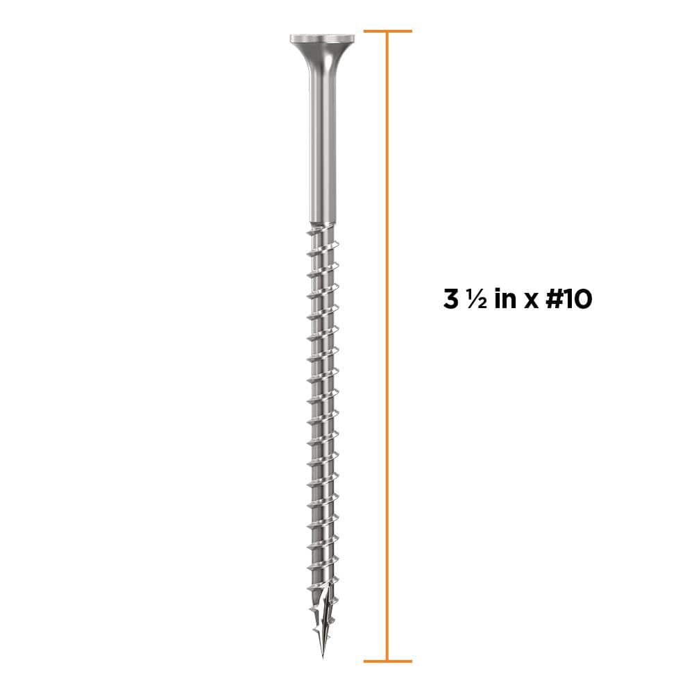 3-1/2 in. #10 316 Stainless Steel Premium Star Drive Bugle-Head Deck Screws (50-Count) - Hercitys