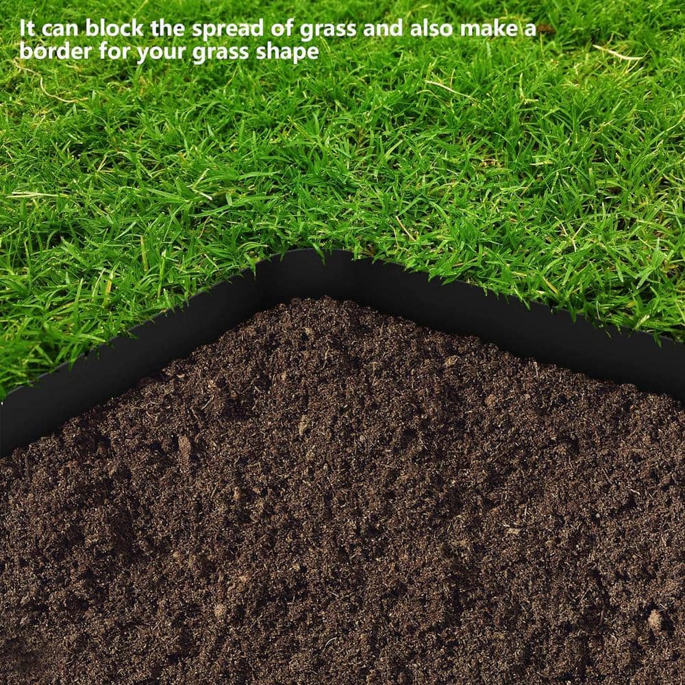 10 in. W x 80 ft. L Black Recycled Flexible HDPE Coiled Terrace Board Landscape Edging Against Invading Weeds - Hercitys