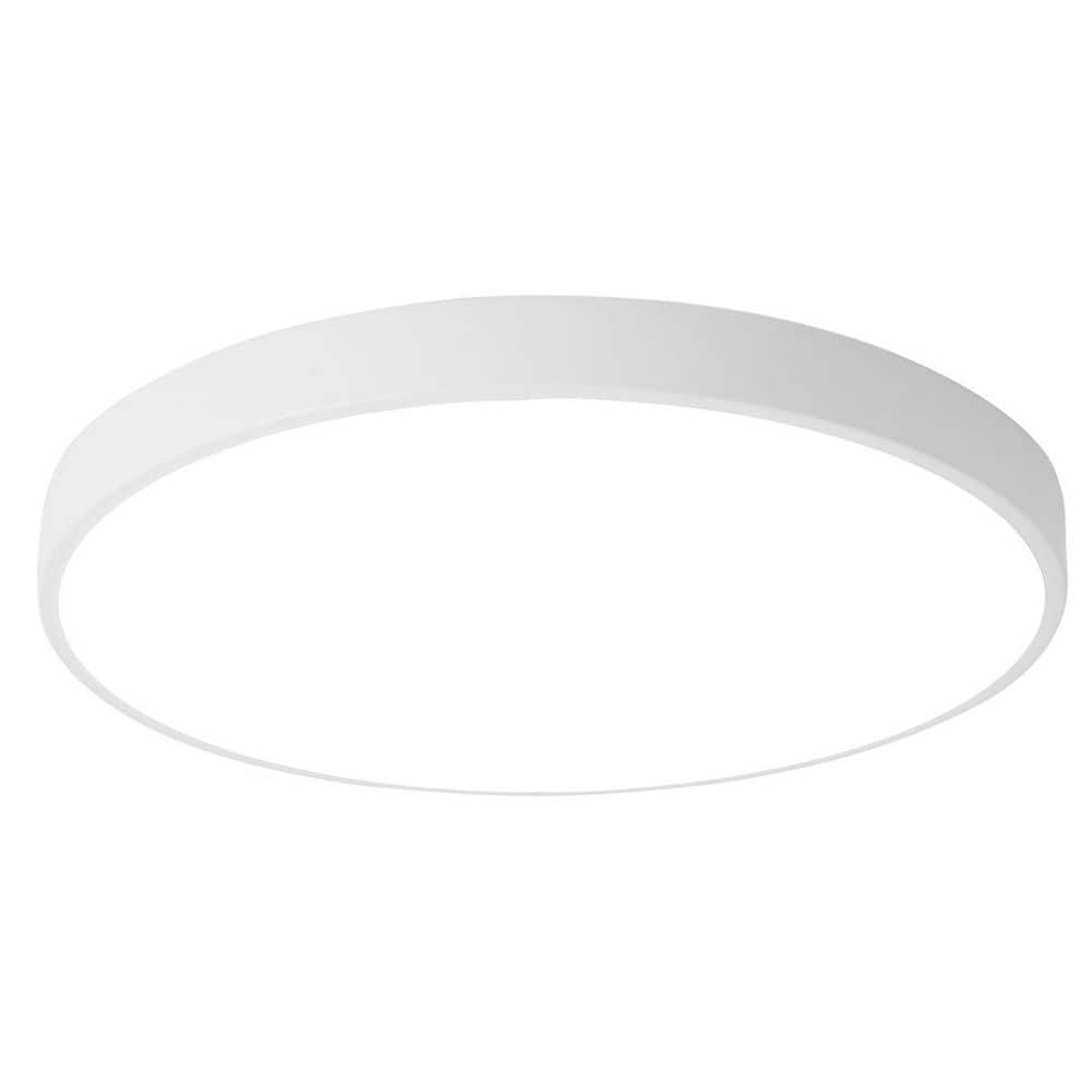 11.8 in. 24-Watt LED Flush Mount Ceiling Light White Close to Ceiling Light with PS Shade - Hercitys