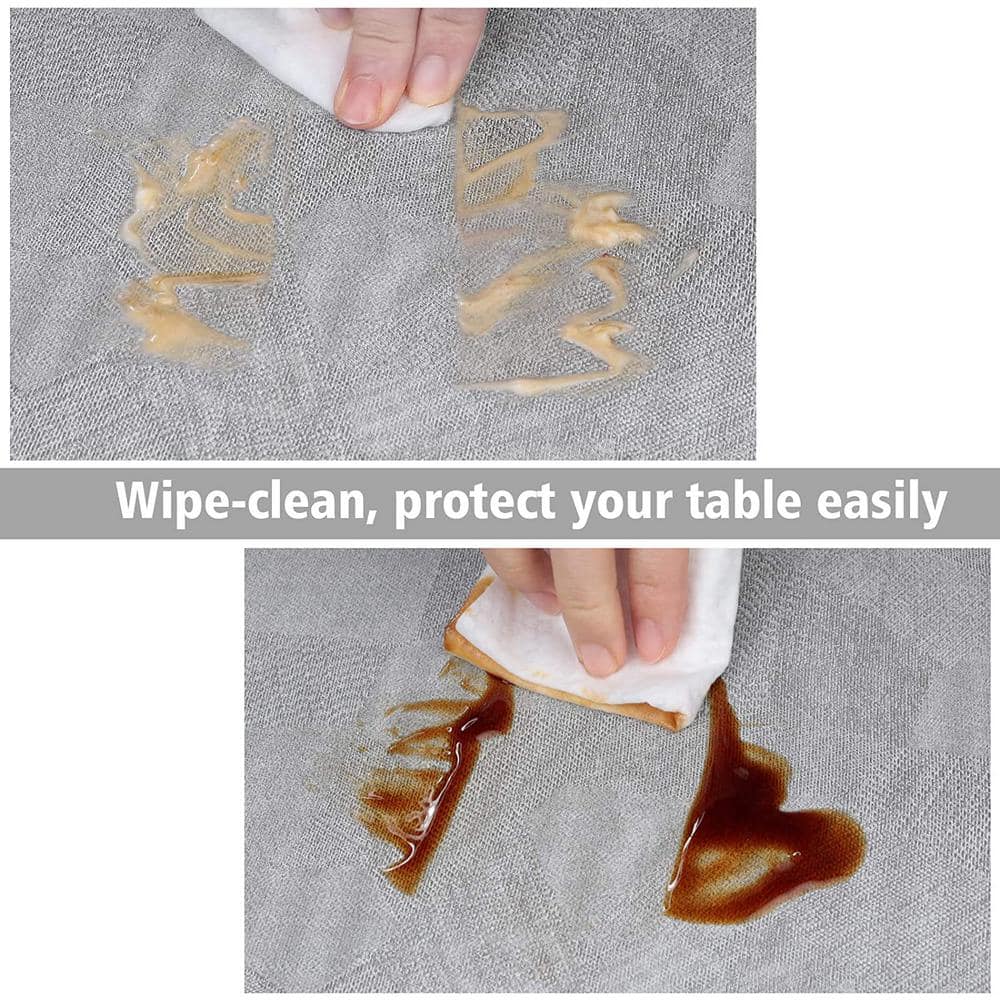 55 in. in. W x 78 in. L Grey Waterproof Vinyl Tablecloth - Hercitys