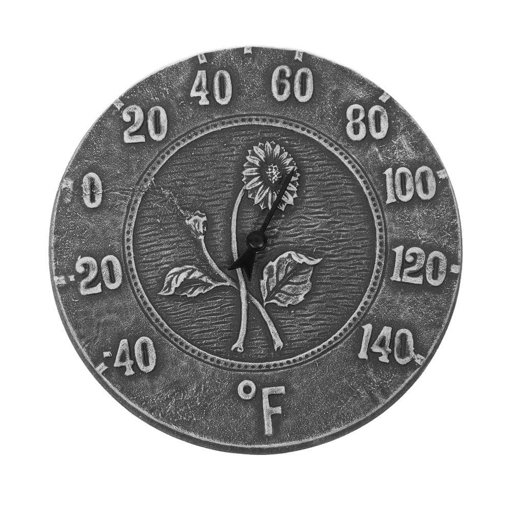 12 in. Antique Black Terra Cotta Thermometer - Hercitys