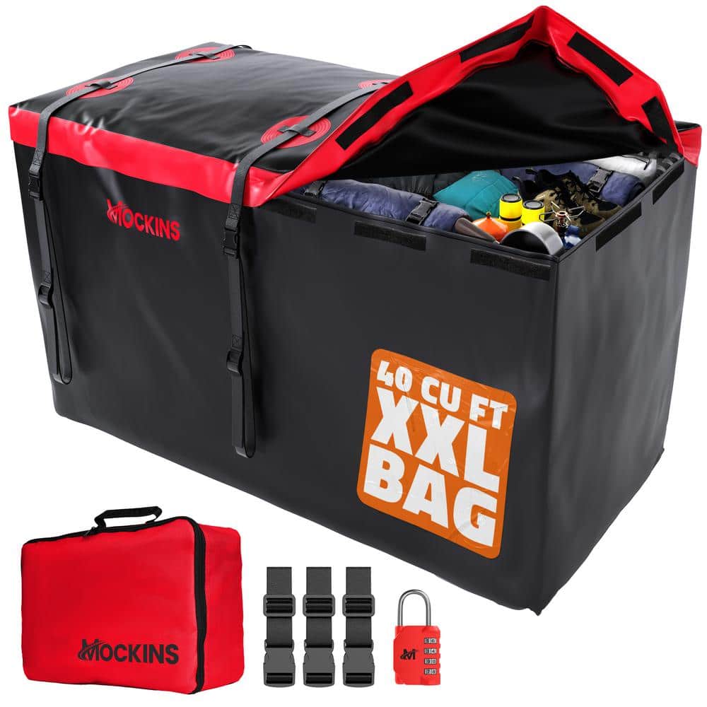 40 cu. Ft. Waterproof Cargo Carrier Bag 70 in. x 33 in. x 30 in. Hitch Bag with Lock, Straps and Carry Bag – Red - Hercitys
