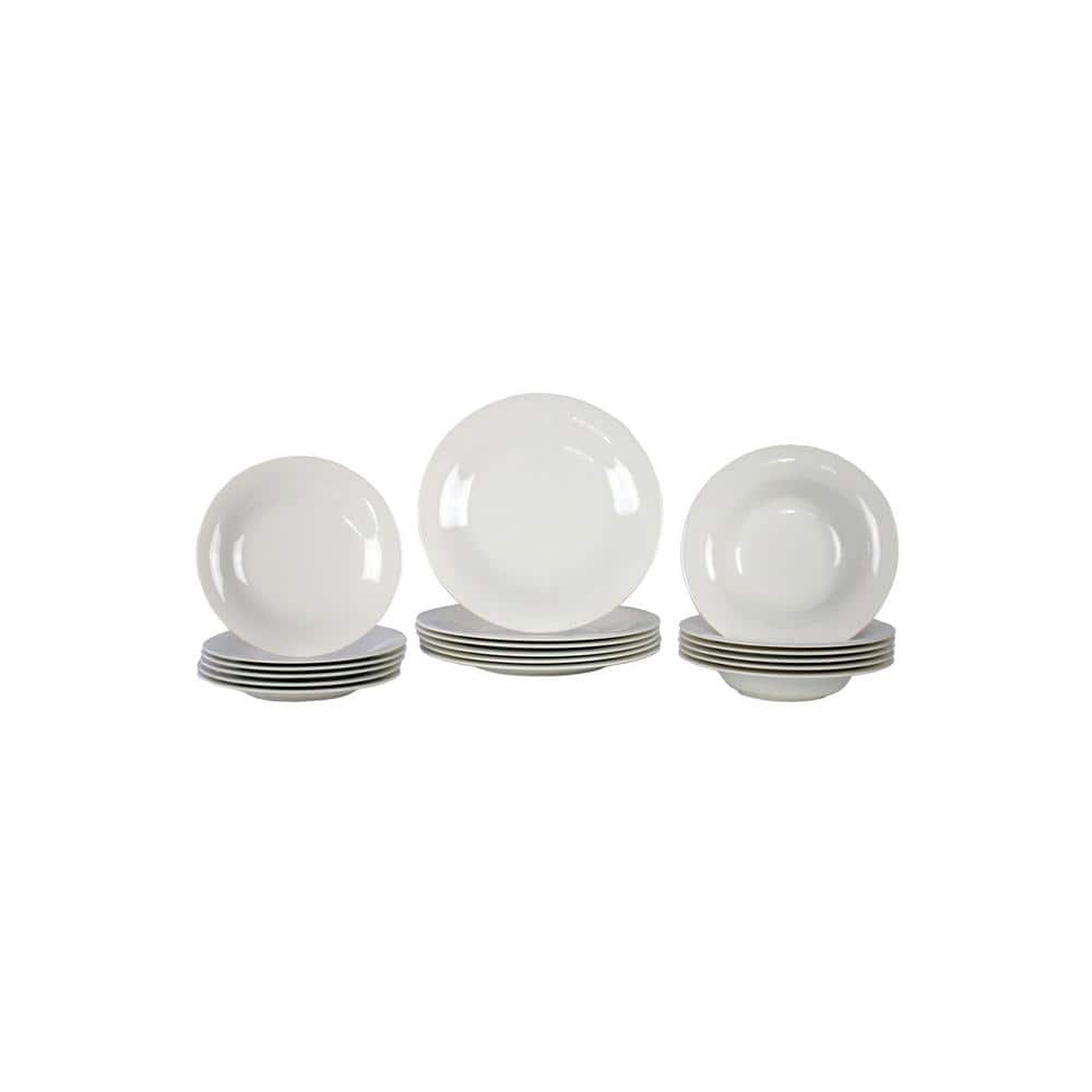 18 Piece New Cottage White Porcelain Dinnerware Service for 6 Set - Hercitys