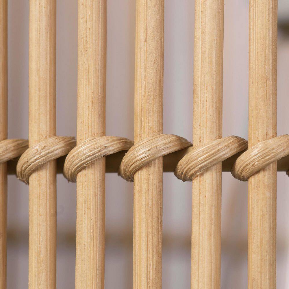 11.75 in. 1-Light Matte White Semi-Flush Mount Ceiling Light with Natural Bamboo Shade - Hercitys