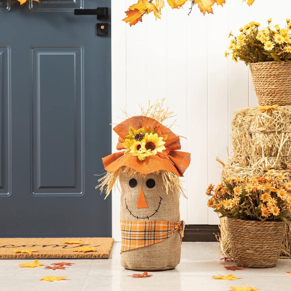 23.25 in.H Fall Linen Scarecrow Doorstop Porch Decor - Hercitys