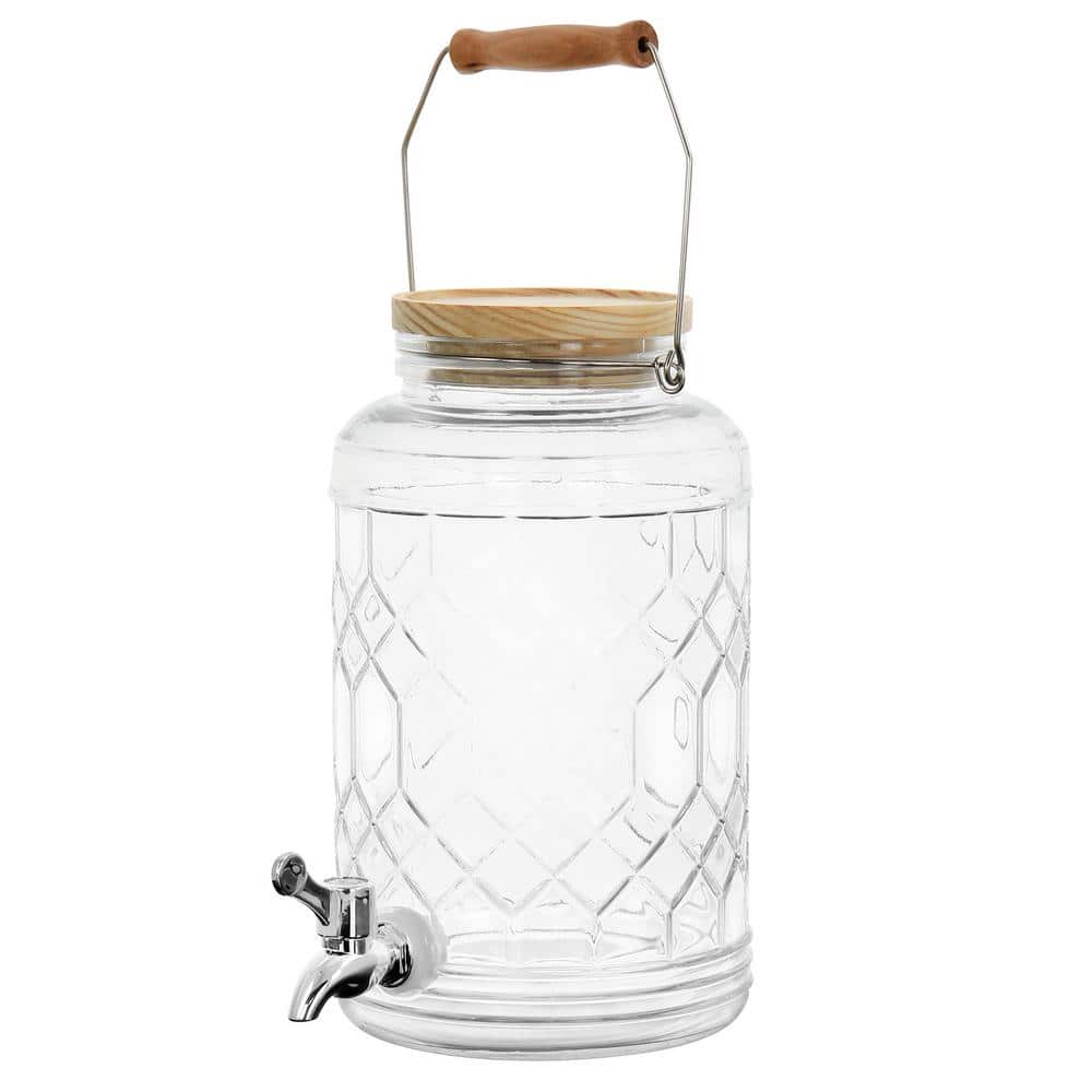 146 fl. oz. Duval Glass Beverage Dispenser with Wooden Lid and Handle - Hercitys
