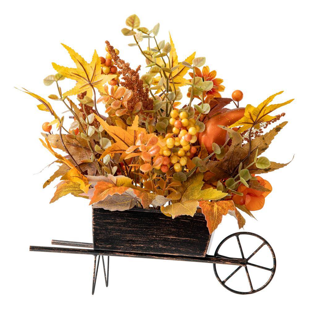 12 in. H Fall Floral Cart Centerpiece - Hercitys