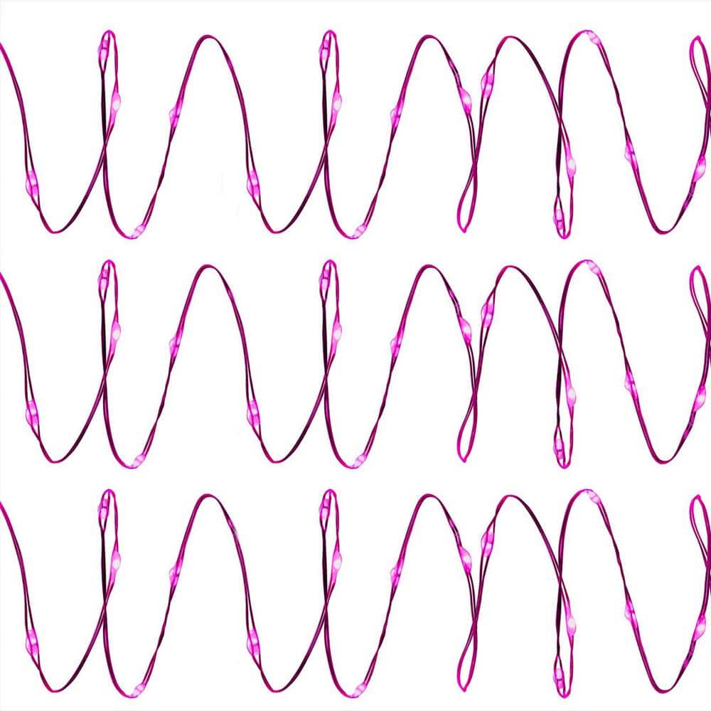 35-Light Batery Operated Invisalite Dot LED Pink Light Set, Pink Wire (Set of 3) - Hercitys