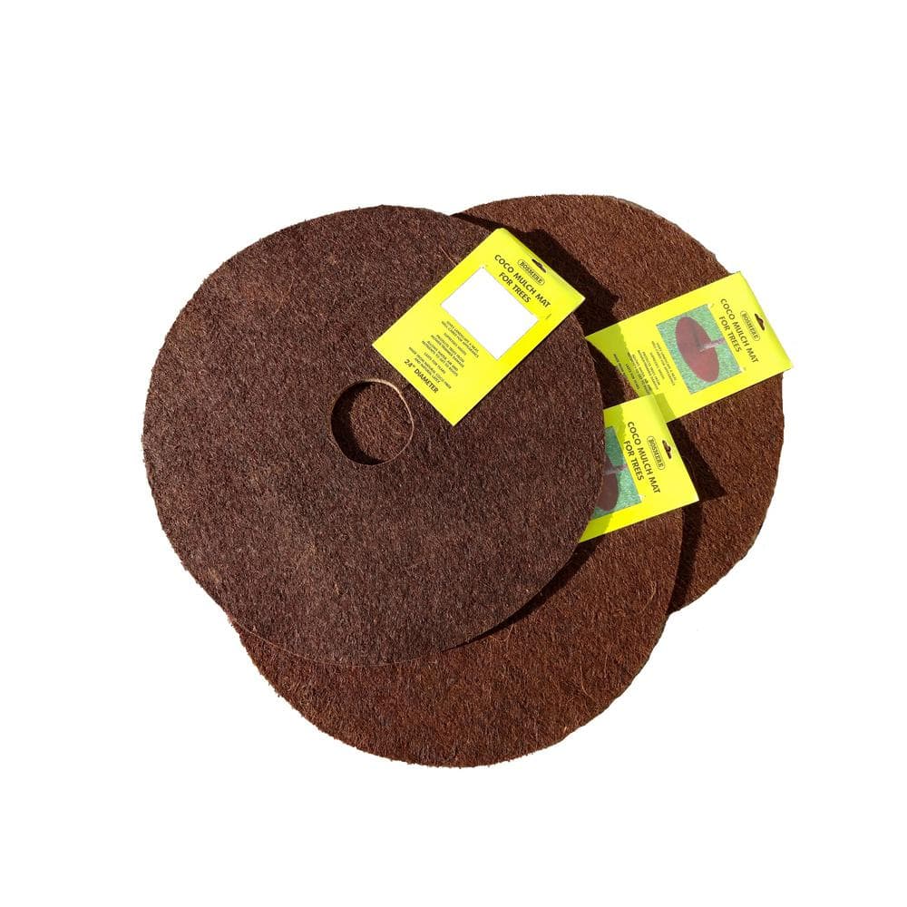 24 in. Dia Coconut Fiber Tree Protection Weed Mat Edging (3-Pack) - Hercitys