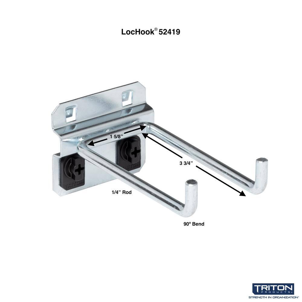 4 in. Double Rod 90 Degree Bend 1/4 in. Dia Zinc Plated Steel Pegboard Hook (5-Pack) - Hercitys