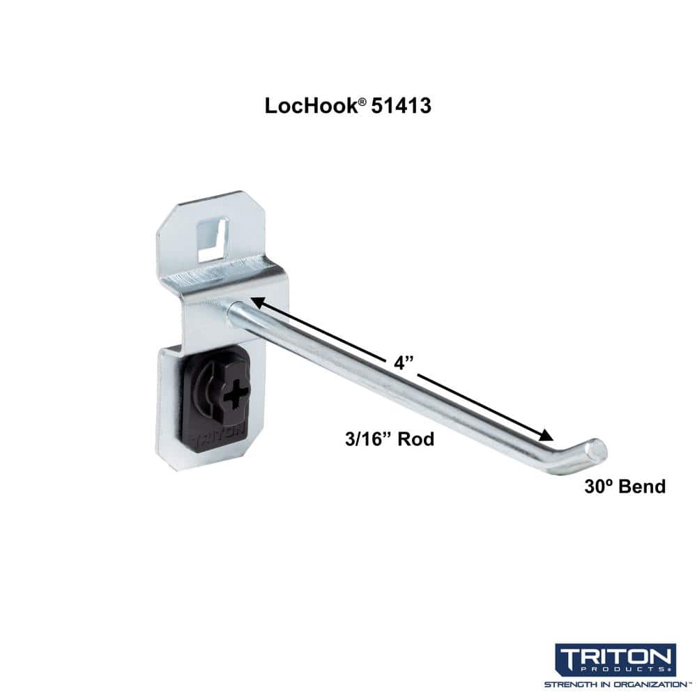 4 in. Single Rod 30 Degree Bend 3/16 in. Dia Zinc Plated Steel Pegboard Hook (5-Pack) - Hercitys