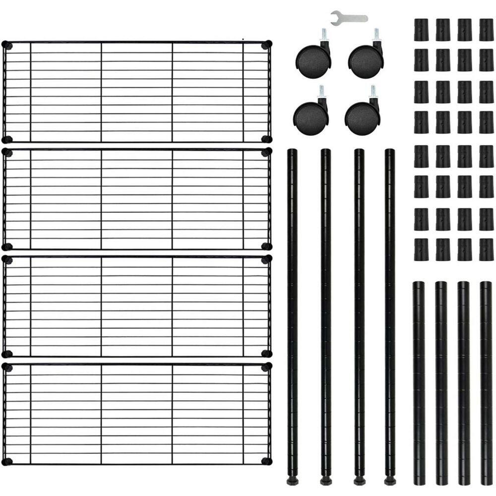 4-Tier Heavy Duty Storage Shelving Unit Black, Kitchen Shelves, 36 L x 14.17 W x 56 H in. 1-Pack in Black - Hercitys