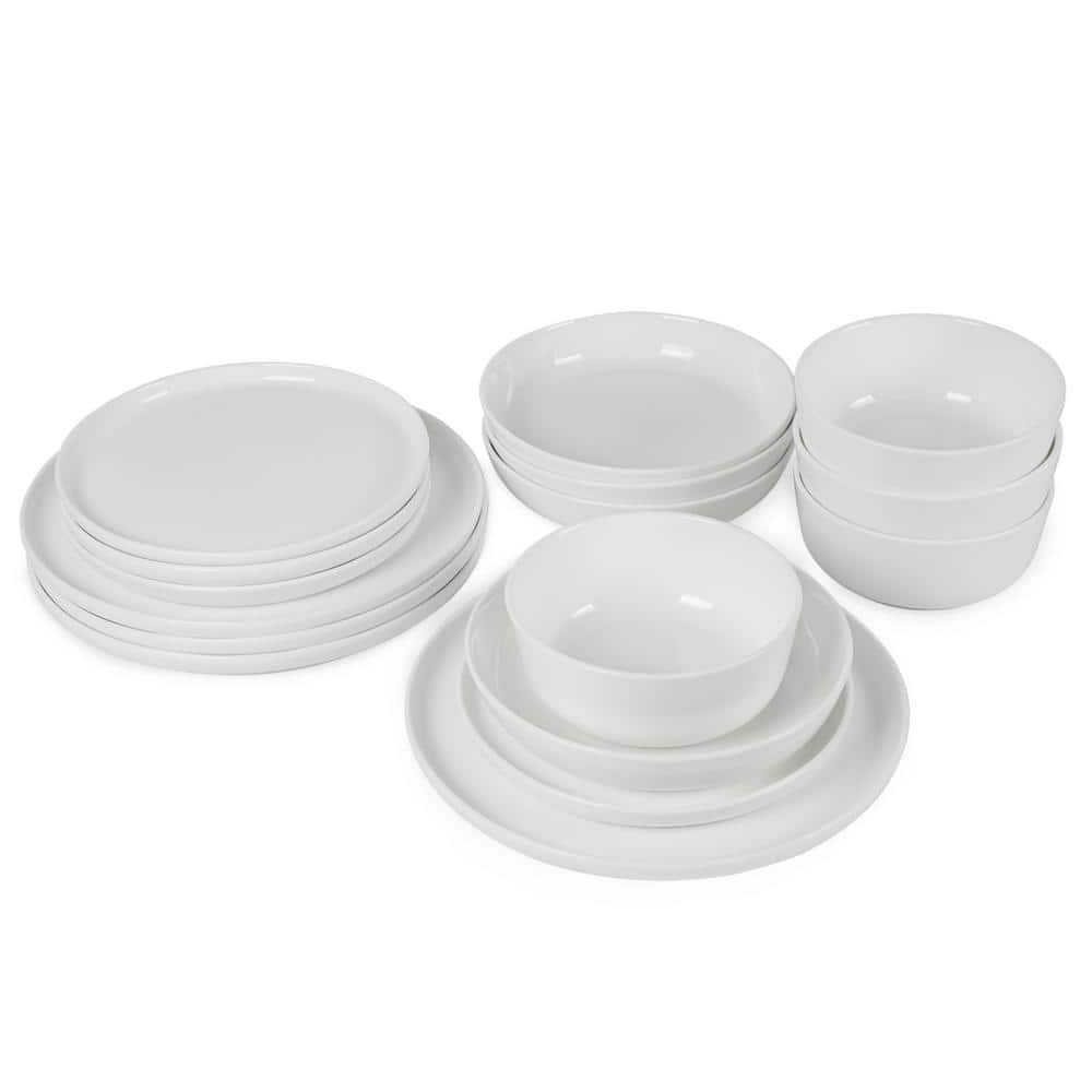 16-Piece Natural White Bone China Dinnerware Set (Set for 4) - Hercitys