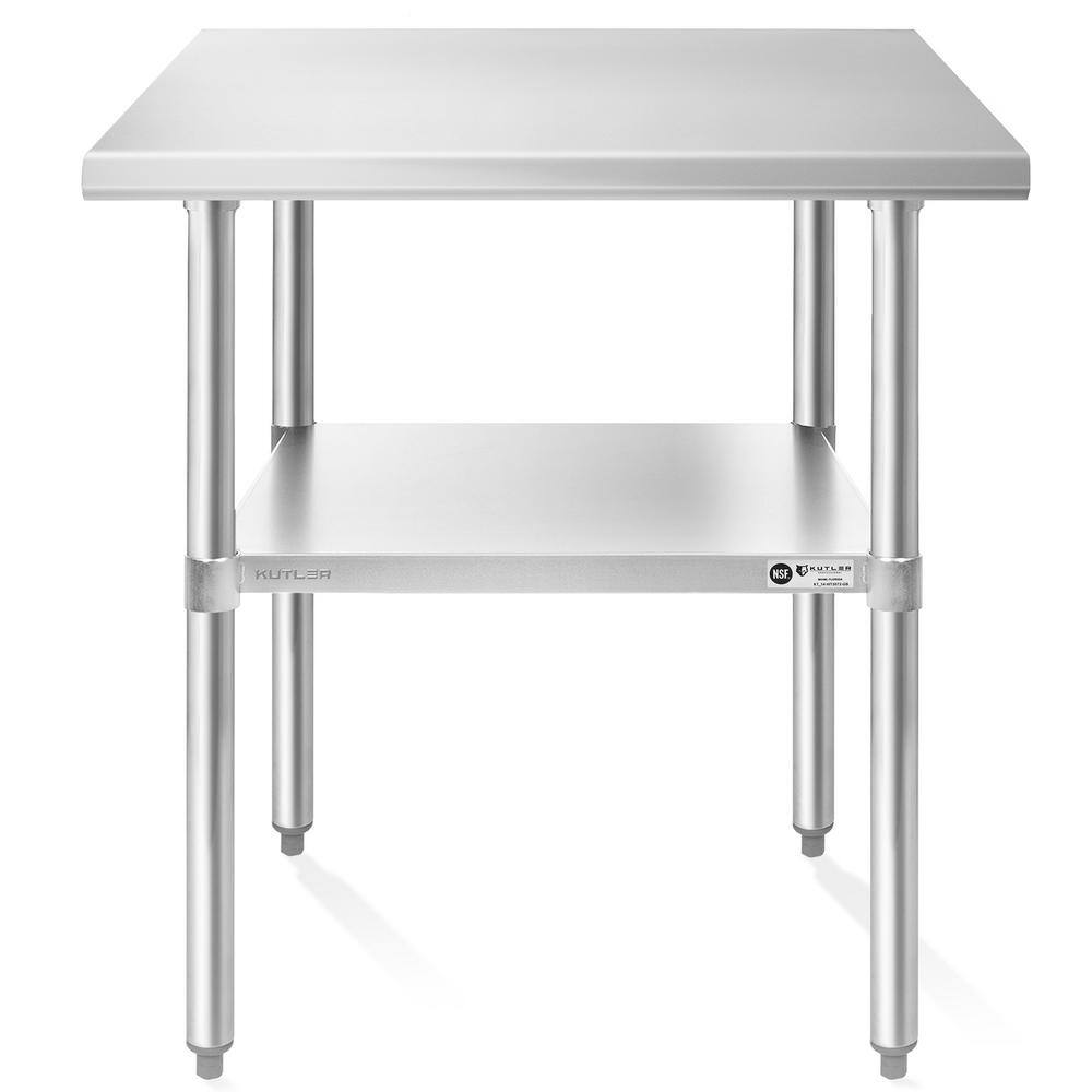 30 in. x 48 in. Stainless Steel Kitchen Prep Table with Bottom Shelf - Hercitys