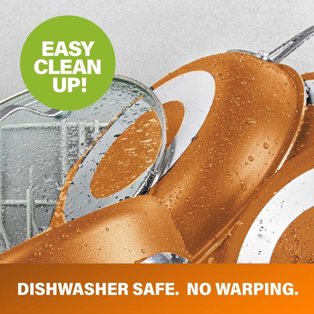 10.5 in. Copper Cast Textured Surface Aluminum Non-Stick Grill Pan - Hercitys